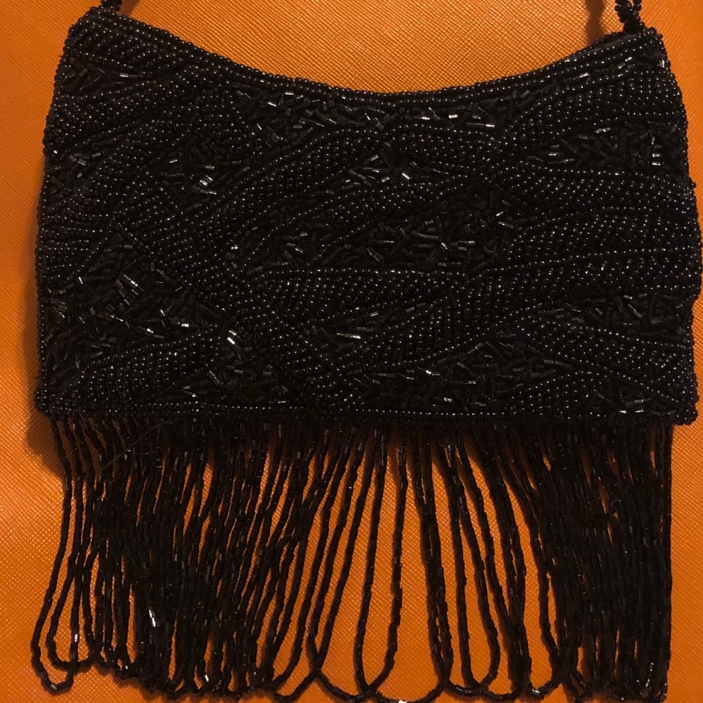 Carlo Fellini Little Black Evening Bag w/Sequins